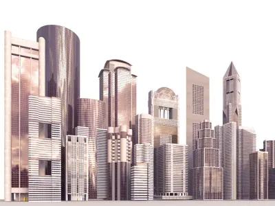 A collection of one hundred high-detailed skyscrapers 3D model