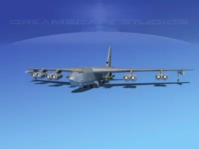 Boeing B-52G Stratofortress Bare Metal 3D model