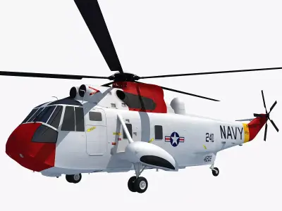 Red Sikorsky SH-3 Sea King 3D Model 3D model