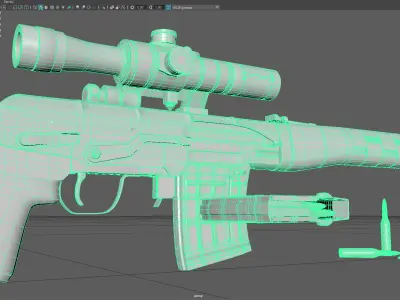 Low Poly SVD Dragunov Sniper Rifle 3D Model Low-poly 3D model