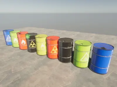 Different barrels Low-poly 3D model
