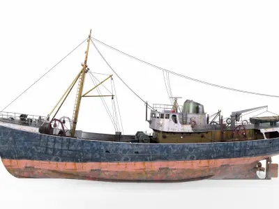 North Sea Diesel Trawler Low-poly 3D model