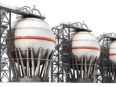 Detailed Oil Storage Spherical 3D model