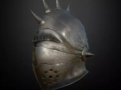 HELMET10 Game Ready helmet with spikes Low-poly 3D model