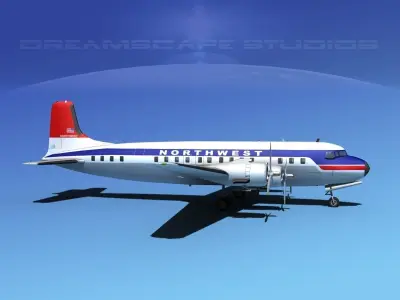 Douglas DC-7B Northwest Airlines 3D model