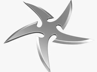 Shuriken metal star symbol 3D model