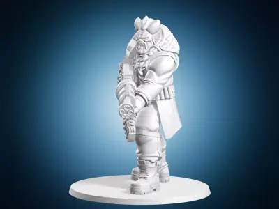 Retro Orc Soldier With Gatling Gun Fantasy Miniature 3D print model