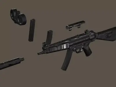 Ultimate MP5 Pack Low-Poly 3D Model Low-poly 3D model