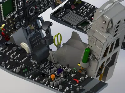 Fairchild A-10 Thunderbolt II complete cockpit 3D print model
