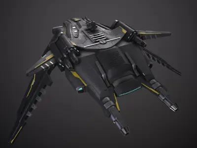 Spaceship Game ready 4k Textures Low-poly 3D model
