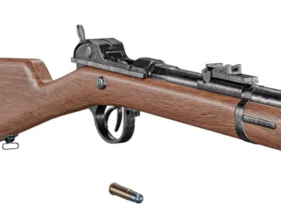 Bavarian M1869 Werder rifle with bayonet Low-poly 3D model
