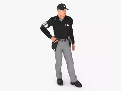 Baseball Umpire in Cap Standing Pose 3D model