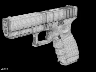 Glock 17 Handle Low-poly 3D model