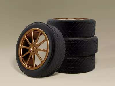 Sports wheel - drive and tire 3D model