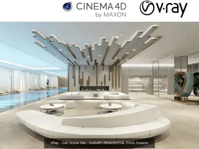 Set 1 - VRay C4D - 4 x Interior Scenes 3D Model Collection