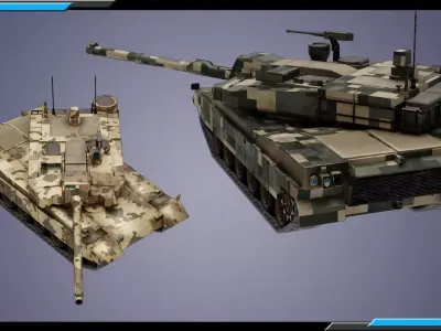 K2 Black Panther LowPoly-3D Model-6 Skins-4K tex-Rigged Tank Low-poly 3D model