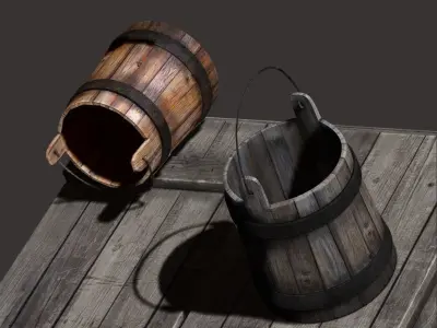 medieval water well Low-poly 3D model