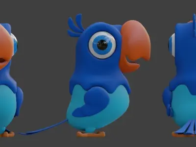 Cartoon Parrot Not Rigged 3D model