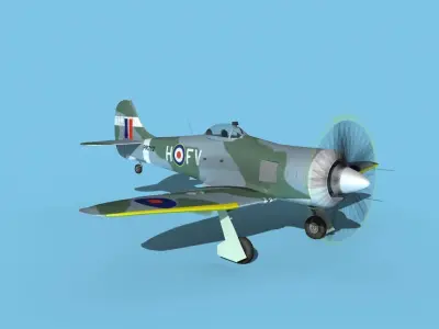 Hawker Tempest MKII V02 RAF 3D model
