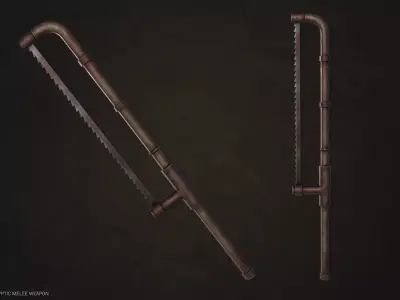 Post Apocalyptic melee weapon Low-poly 3D model buy
