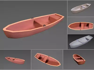 Simple Low-poly stylized rowboat Low-poly 3D model