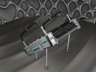 Sci-Fi Stairs - 8 - Silver Blue Neon Light Version Low-poly 3D model