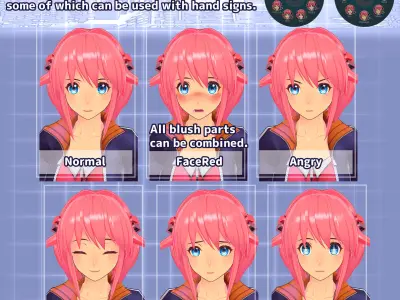 VRChat Original character 3D model Plue Dian Ice Blue alone Low-poly 3D model