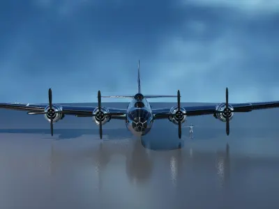 EnolaGay B-29 Superfortress bomber and LittleBoy Atomic Bomb 3D model