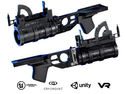 Grenade launcher GP-34 with VOG-25M Koster Low-poly 3D model