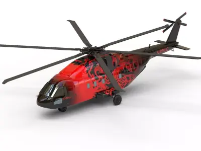 Civil helicopter Low-poly Low-poly 3D model