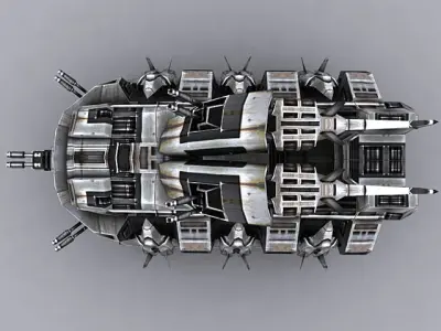 Sci-fi Tank AC7 machine Low-poly 3D model