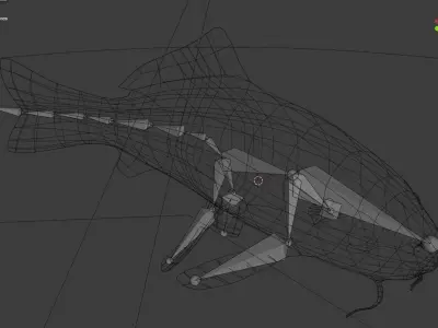 Koi Fish Lowpoly Animated Rigged Low-poly 3D model