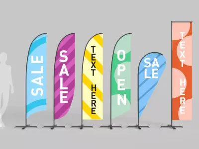 Banner Commercial Flags Low-poly 3D model