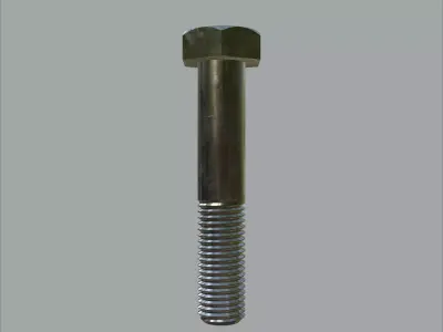 Steel Stained Hex M12 Precision Bolt with 4K PBR Textures 3D model