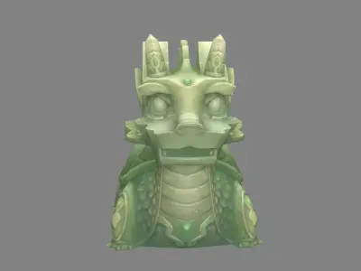 Cartoon jade Tortoise sculpture Low-poly 3D model