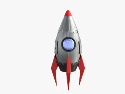 Cartoon Rocket Low-poly 3D model