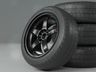 Nismo LMGT4 Wheels Sport Car Set Michelin Realistic Race Tires Free 3D model