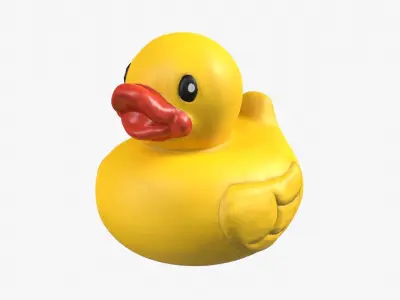 Bathtub Duck in yellow Low-poly 3D model