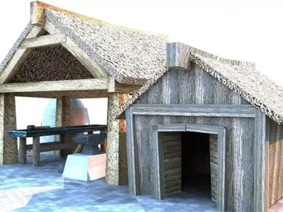Blacksmith Medieval Building Low Poly Free low-poly 3D model