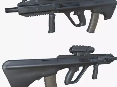 31-AUG A3-gun model 3d game ready model Low-poly 3D model Low-poly 3D model