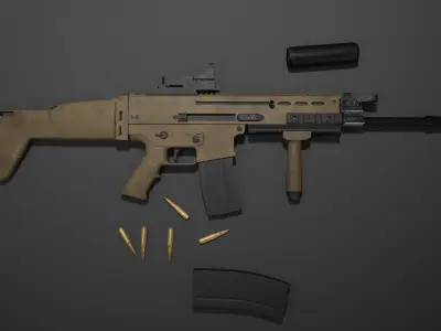 SCAR-H Assault Rifle Low-poly 3D model buy