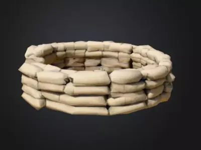 Half Circle Sandbag Wall Low-poly 3D model