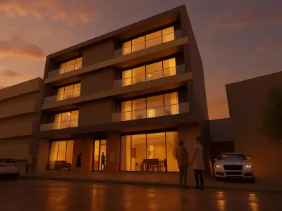 6 Floor Multifamily Mixed Use Building SketchUp and Lumion Model 3D model