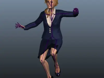 Female Airhostess - Animated Low-poly 3D model