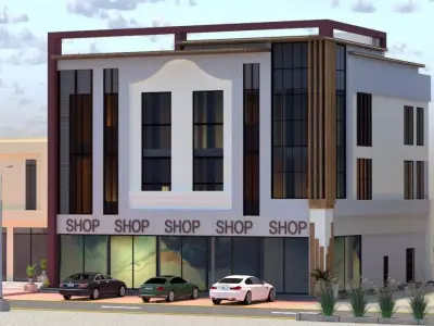 Contemporary Commercial Building A17 DWG and SketchUp 3D model