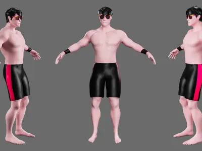 Cartoon characters street fighter Low-poly 3D model