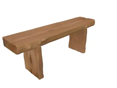 Rustic Solid Wood Bench 3D model