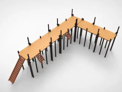 traditional jetty harbor Low-poly 3D model