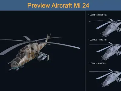 Asset - Army - Aircraft - Mi 24 Low-poly 3D model