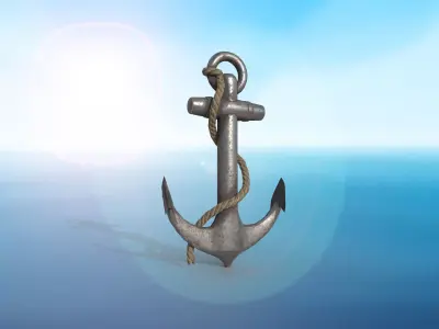 anchor karobelny and ship metal PBR game ready 2 textures Low-poly 3D model